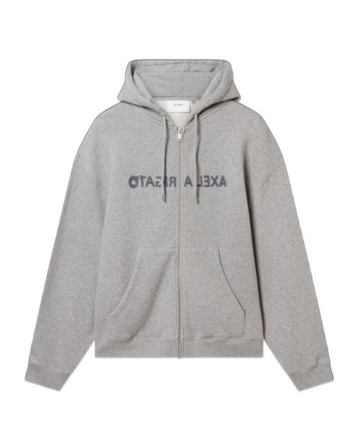 Axel Arigato Gray Rhys Logo-Embroidered Zip-Up Hoodie for men