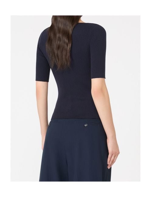 Weekend by Maxmara Blue Slim-Fit Stretch Viscose T-Shirt