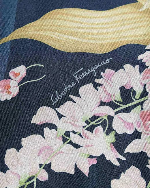 Ferragamo Blue Round-Collar Button Cardigan