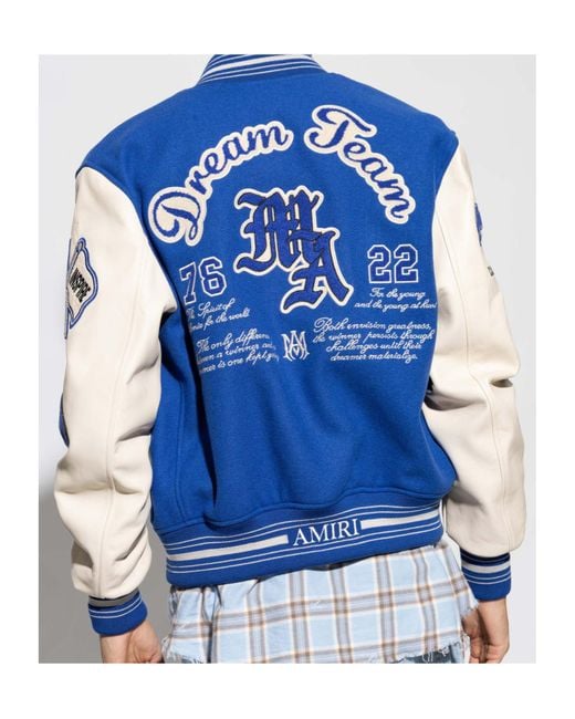 Amiri Blue Logo Embroidered Dream Team Varsity Jacket for men