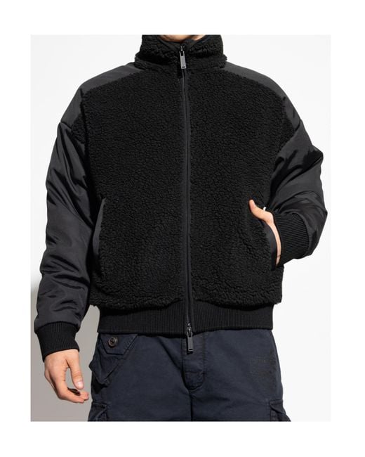 DSquared² Black Zip-Up Fleece Jacket for men