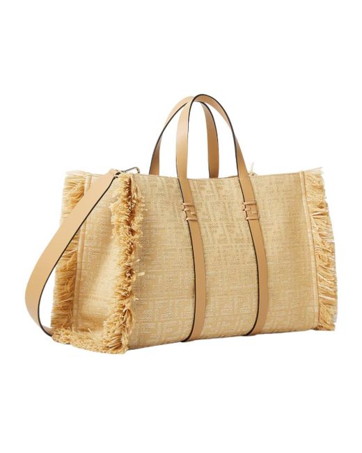 【関税&送料込】Fendi Summer Tote In Jacquard Ff Summer Tote Fabric Beige | Fendi