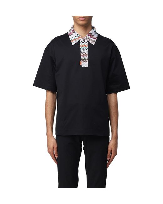 Missoni Black Short-Sleeve Polo Shirt for men