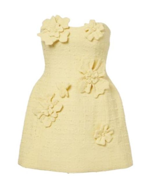 Leo Yellow Rosario Tweed Bustier Dress
