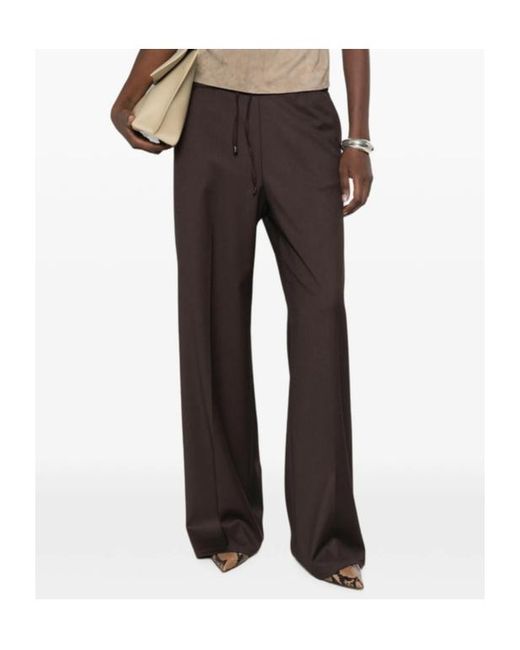 Berwich Brown Elastic-Waist Casual Trousers