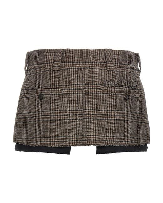 Miu Miu Brown Pleated Waist Loop Skirt
