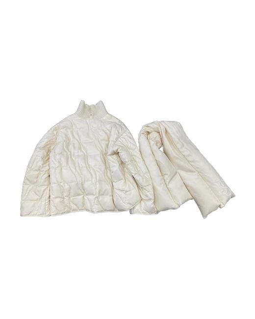 Jil Sander White Scarf Quilted Down Jacket