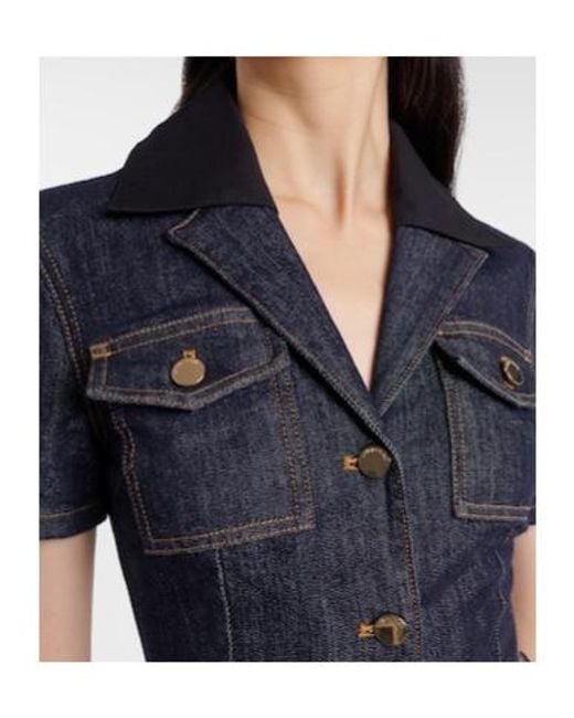 Self-Portrait Blue Belted Denim Midi Dress