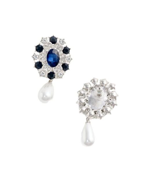 Self-Portrait Blue Crystal Pearl Droplet Earring