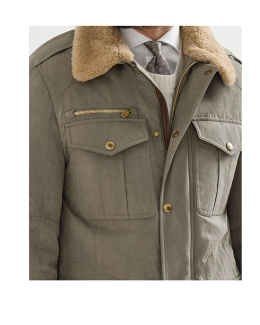 Brunello Cucinelli Multicolor Drawstring Waist Zip-Up Jacket for men