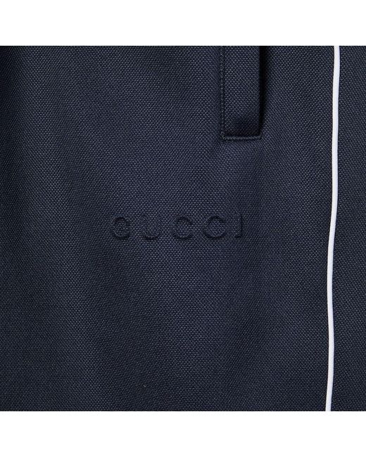 Gucci Blue Technical Jersey Pant With Embossed Logo for men