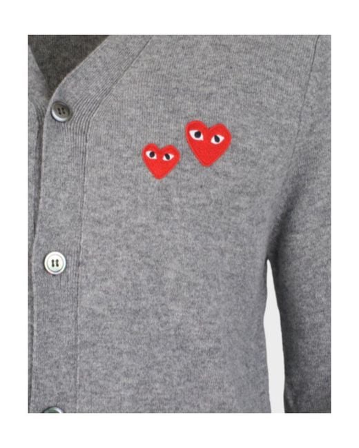 COMME DES GARÇONS PLAY Gray Button Wool Cardigan for men
