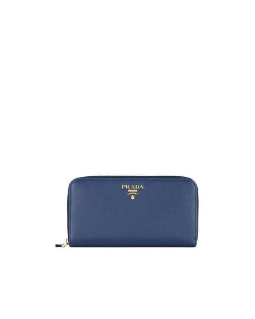 Prada Blue Logo Logo Wallet