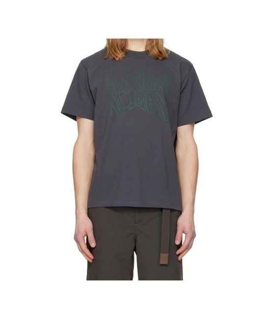 Sacai Gray Short-Sleeved Crewneck T-Shirt for men