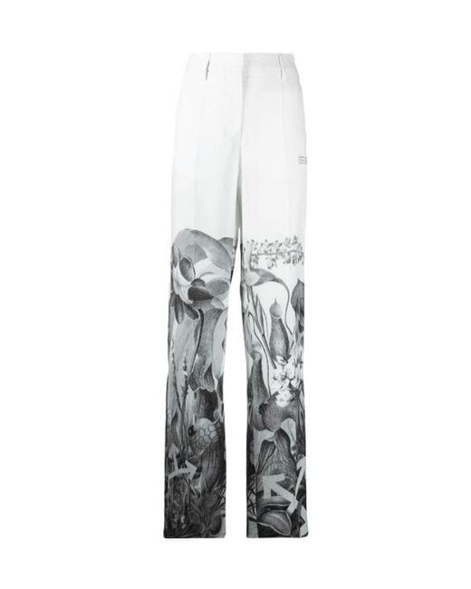 Off-White c/o Virgil Abloh White Botanical Printed Straight Leg Pants