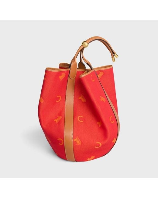 Céline Red Large Drop Bucket Bag