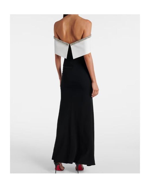Roland Mouret Black Embellished Off-Shoulder Crêpe Satin Gown