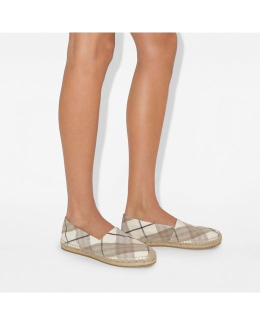 Burberry White Mews Checked Slip-On Espadrilles