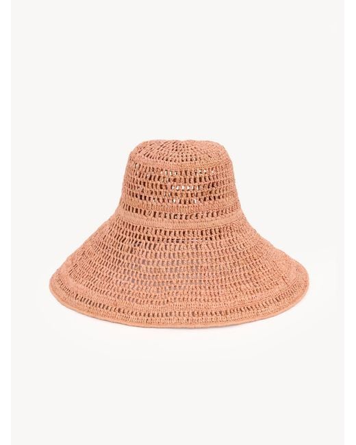Chloé Pink Chloé Raffia Wide Brim Hat