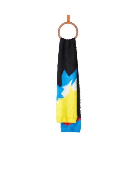 Loewe Blue Colour-Block Knitted Scarf