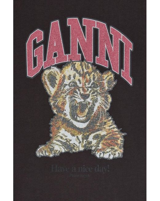 Ganni Black Tiger Caviar Graphic T-Shirt