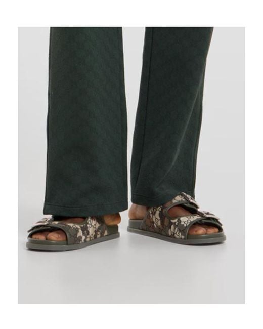 Gucci Green Double Buckle Slide Sandals for men