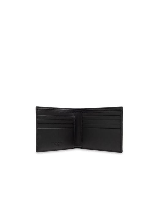 Giorgio Armani Black Wavy-Embossed Bi-Fold Wallet for men