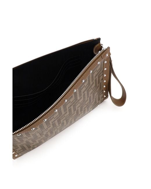 Fendi Brown Ff Motif Pouch for men