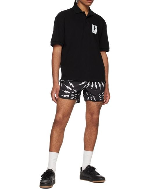 Neil Barrett Black Logo Short-Sleeved Polo Shirt for men