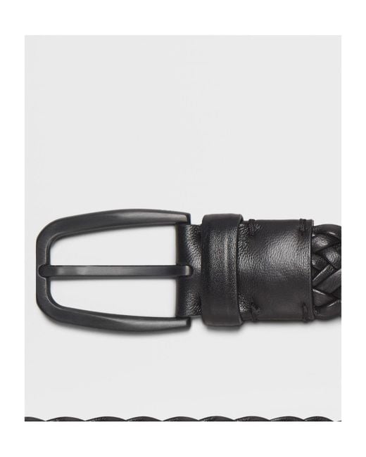 Zegna Black Braided Buckle Belt for men