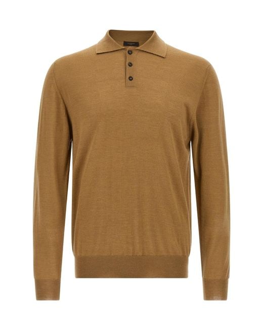 Zanone Brown Flexwool Slim-Fit Polo Shirt for men