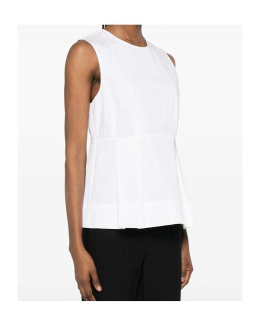 Vince White Sleeveless Zip-Back Top