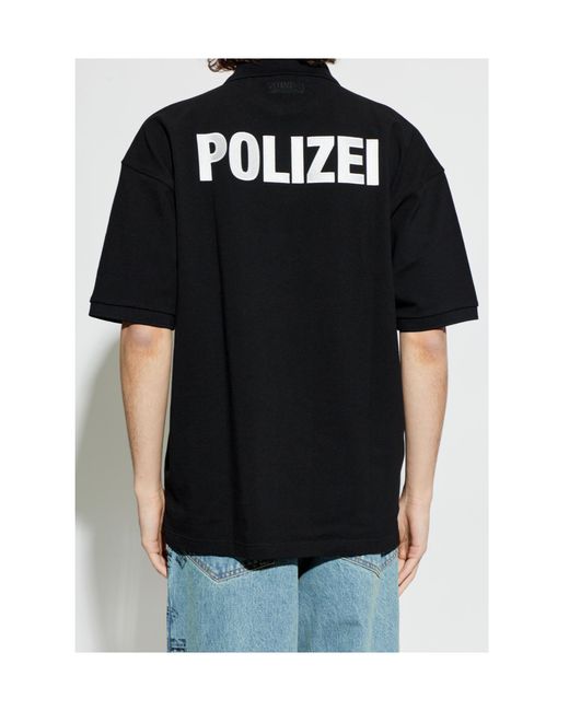 Vetements Black Polizei Oversized Polo Shirt for men