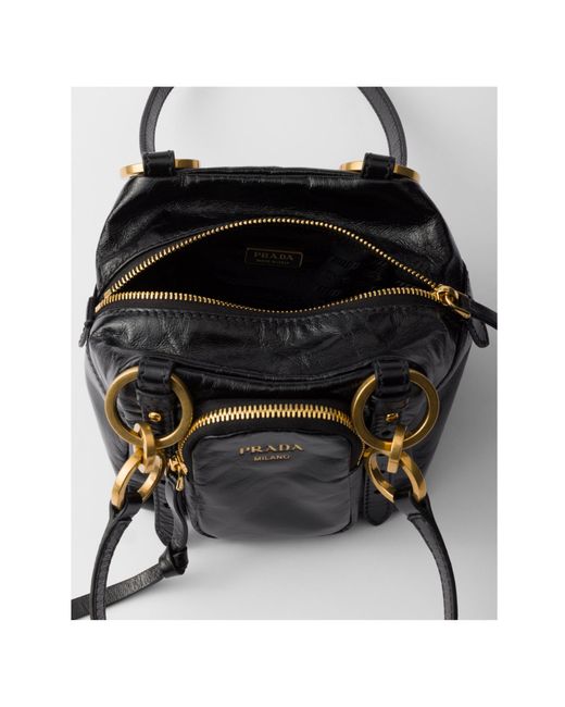 Prada Black Dangle Leather Top-Handle Mini-Bag