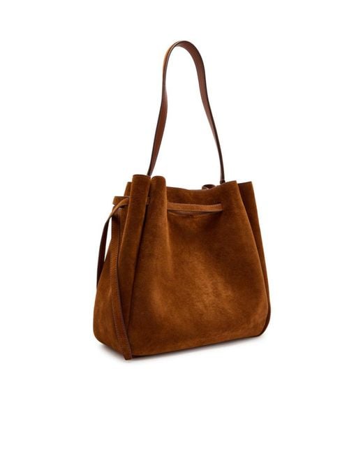 Tory Burch Brown Romy Large Suede Bucket Bag