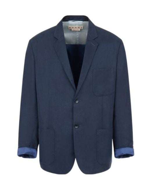 Marni Blue Deep Satin Single-Breasted Jacket for men
