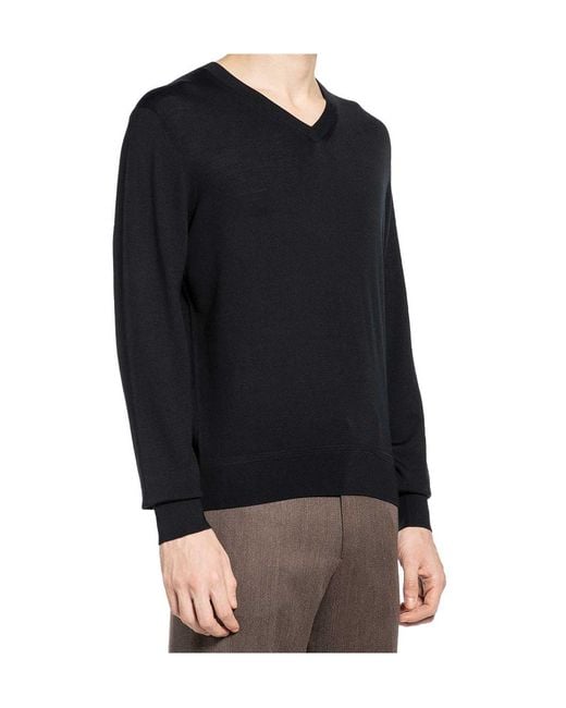 Tom Ford Black Long-Sleeve V-Neck Top for men