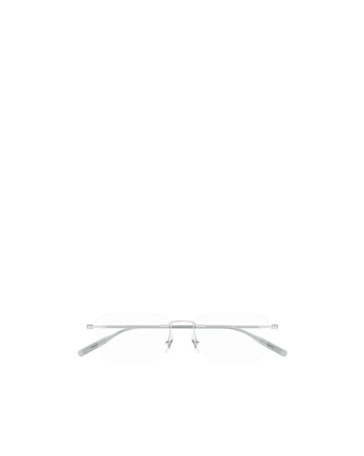 Montblanc White Eyewear Rectangle Frameless Glasses for men