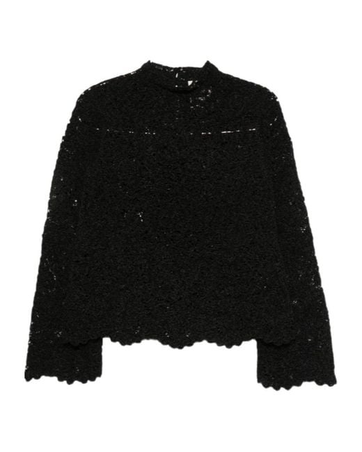Semicouture Black Crocheted Pullover