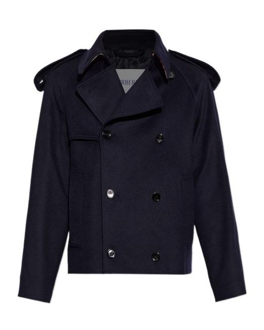 Burberry Blue Double-Breasted Casual Jacket for men