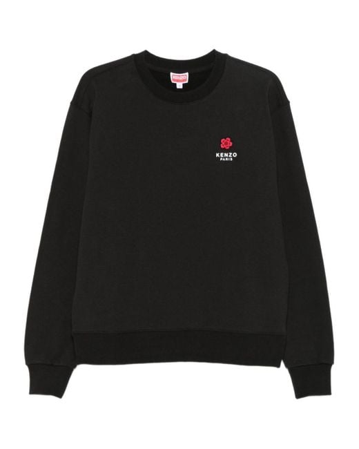 KENZO Black Logo Embroidered Crewneck Sweatshirt for men