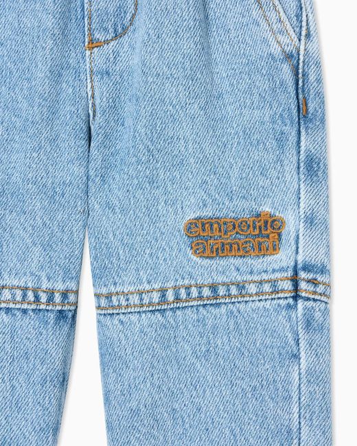 Emporio Armani Blue Logo-Embroidered Cargo Trousers