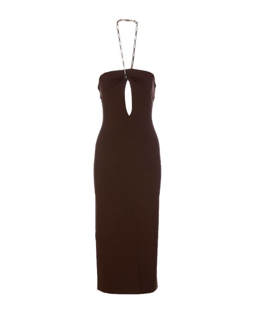 The Attico Brown The Chain Detailed Halterneck Dress
