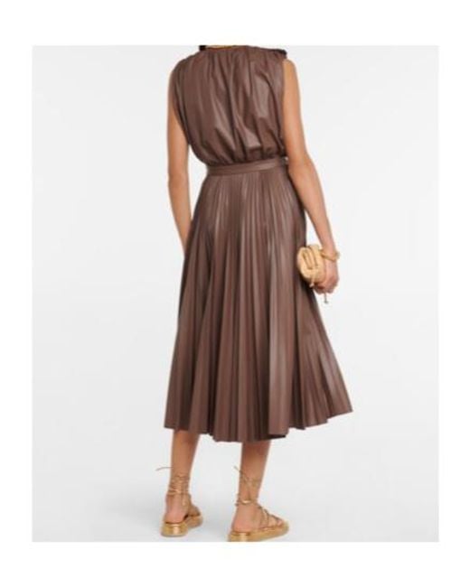 Altuzarra Brown Sif Pleated Faux Leather Maxi Skirt