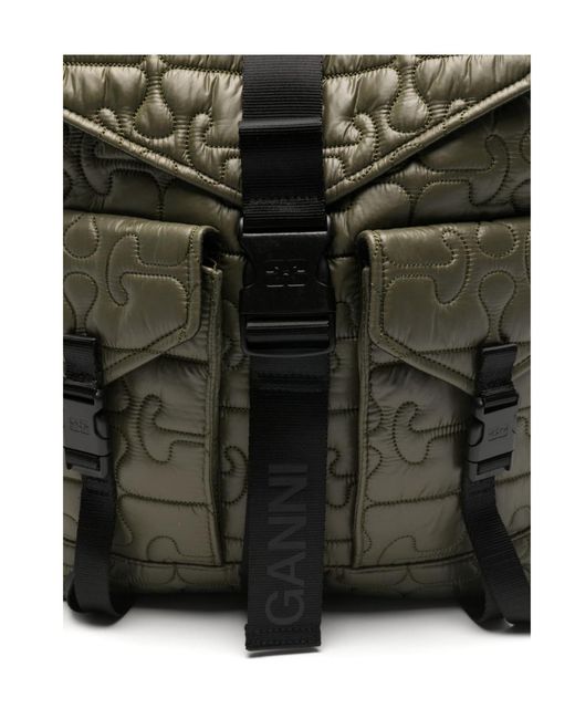 Ganni Black Quilted Backpack