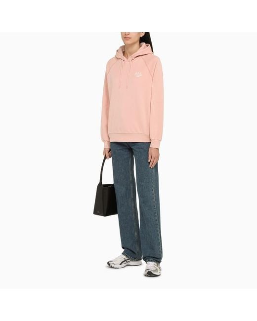 A.P.C. Pink Logo-Embroidered Drawstring Hoodie