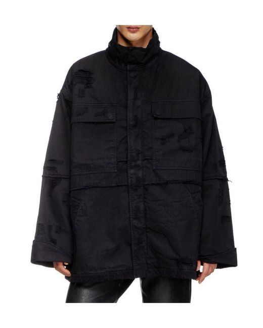 DIESEL Blue J-Oise Turn-Up Cuff Distressed Jacket for men