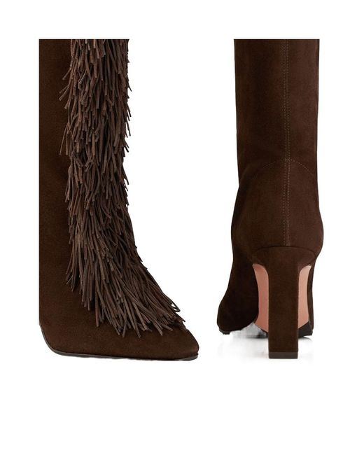 Aquazzura Brown Gytane Fringe Detailed Boots