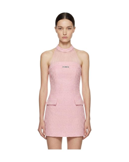 Marissa Chiara Pink Mesh Halterneck Dress