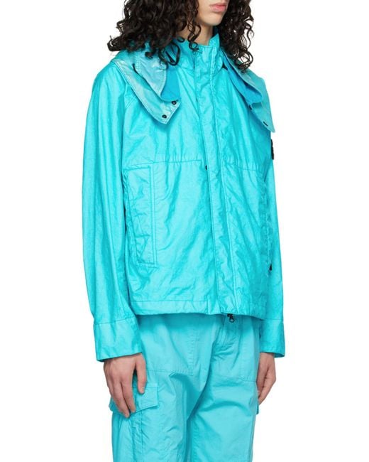 Stone Island Blue Logo Patch Zipped Jacket for men
